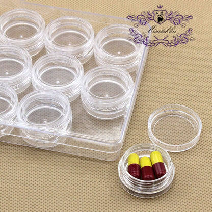 A Pack X 12 PCS 3G Round Sample Container Jar w Screw Cap Lids Plastic 12 Compartments Clear Empty Storage Cream Boxes Beas Pot Organizer