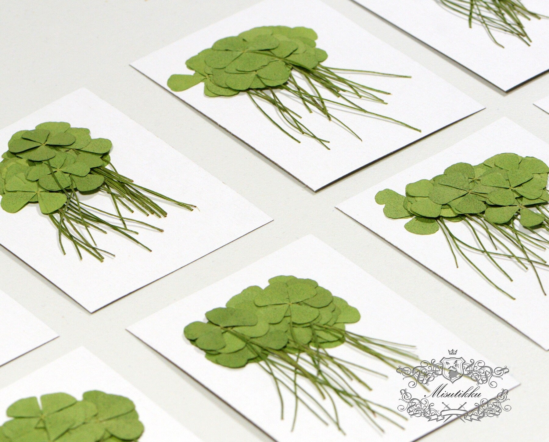 20 PCS Set (4 Sizes) Pressed Four Leaves Clover, Flat Dried Four leaves Clover, Real Four Leaves clover Pressed, Pressed Dried Flower Leaves