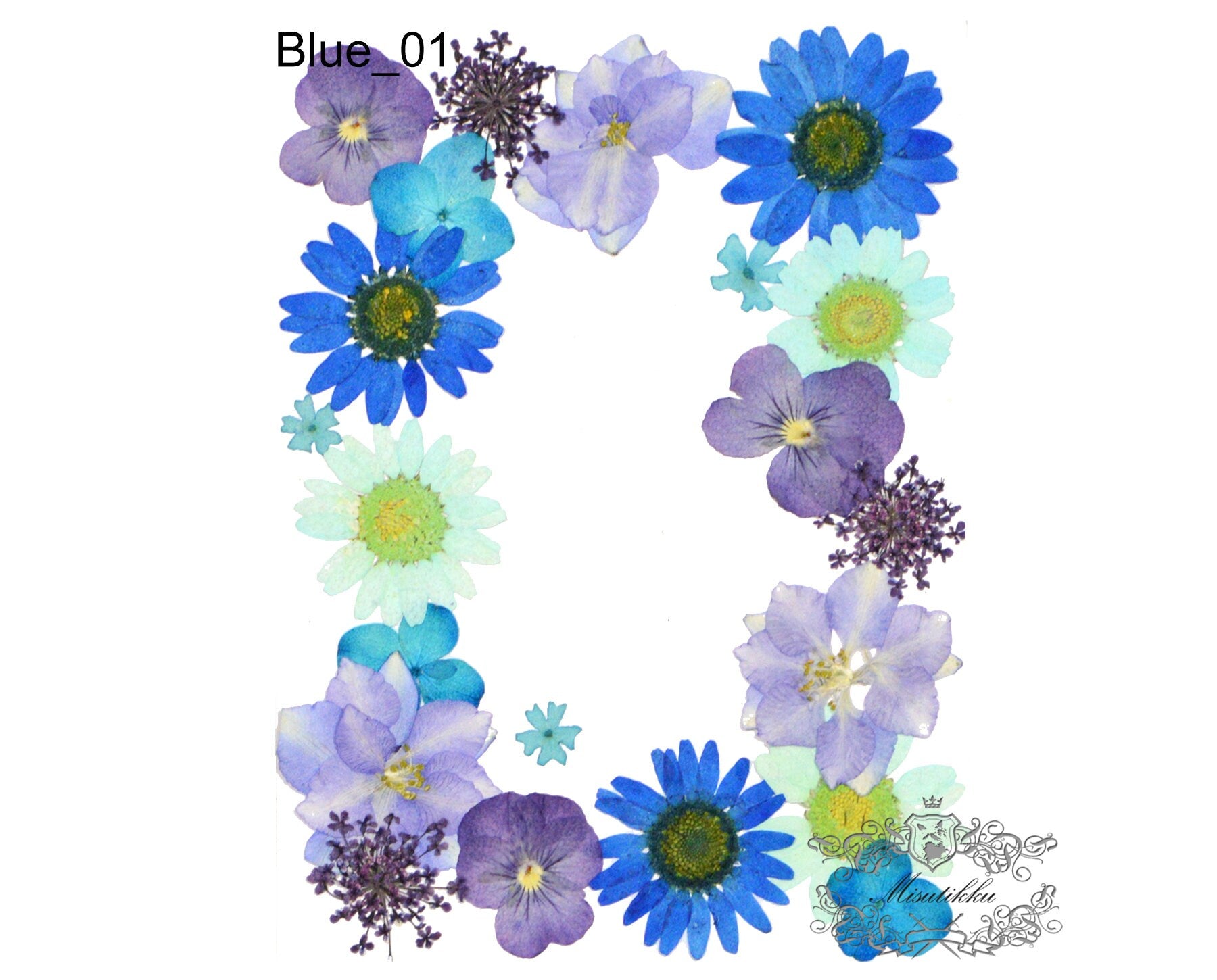 20 PC Mixed Blue Series Pressed Flowers Mix Dry Blue flower Assorted Pack Leaf Preserved wild Flowers Stems Floral Real Mixed Dried Leaves