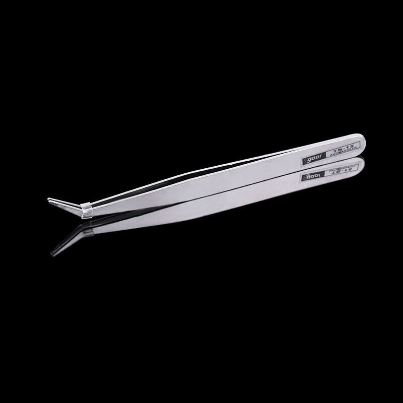 Set of 2 PCS X Precision Tweezers Fine Tip Anti magnetic Stainless Steel Curved Bent Needle Nose Tweezers Rhinestone Bead Picking Tool