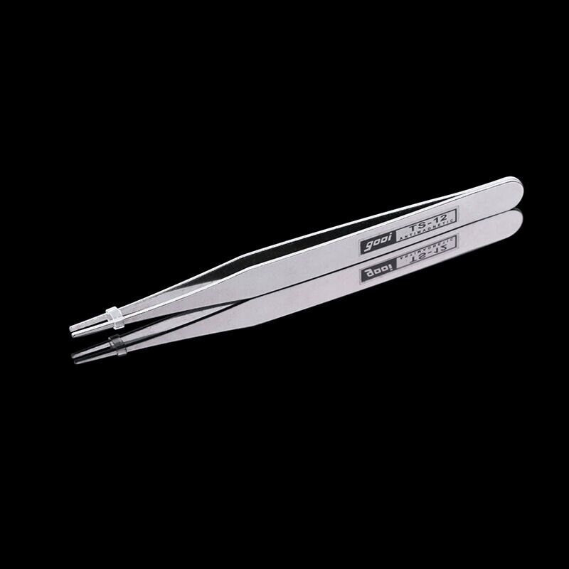 Set of 2 PCS X Precision Tweezers Fine Tip Anti magnetic Stainless Steel Curved Bent Needle Nose Tweezers Rhinestone Bead Picking Tool