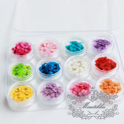 140 PCS /Box X 12 Color (0.5-0.8CM) Pressed Flowers Bridal Wreath, Dry Pressed Tiny Flowers For Nail, Small Flat Dried Flower For Nail Art